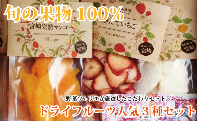 【旬の果物100％】果物好きのためのドライフルーツ　しっとりやわらか3種セット