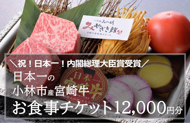 【小林市のお肉を堪能】ミヤチク心斎橋食事券　12,000円